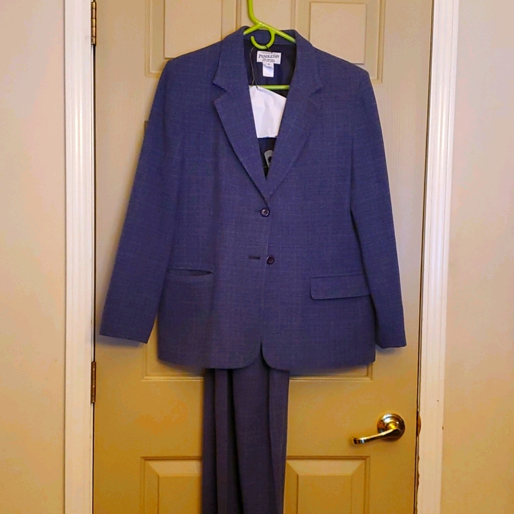 Pendleton 2 piece pants suit purple plaid